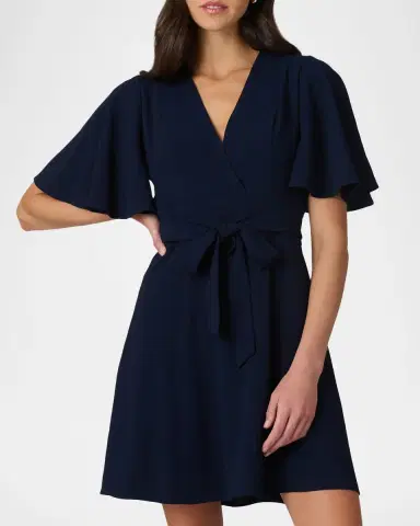 Shoshanna Sophie Flutter-Sleeve Crepe Mini Dress | Thumbnail 3 Shoshanna Sophie Flutter-Sleeve Crepe Mini Dress | Thumbnail 3