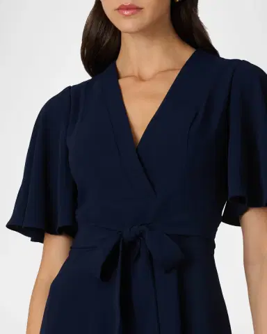 Shoshanna Sophie Flutter-Sleeve Crepe Mini Dress | Thumbnail 4 Shoshanna Sophie Flutter-Sleeve Crepe Mini Dress | Thumbnail 4