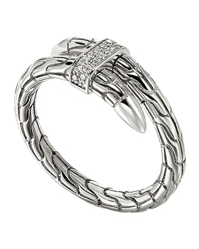 Sterling Silver Diamond Pave Spear Ring Sterling Silver Diamond Pave Spear Ring