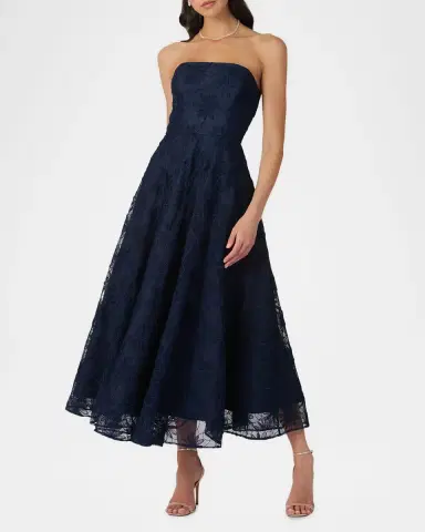Shoshanna McCall Strapless Floral-Embroidered Midi Dress | Thumbnail 2 Shoshanna McCall Strapless Floral-Embroidered Midi Dress | Thumbnail 2