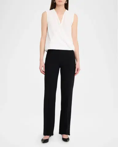 Emporio Armani Sleeveless Faux-Wrap Crepe Shell | Thumbnail 2 Emporio Armani Sleeveless Faux-Wrap Crepe Shell | Thumbnail 2