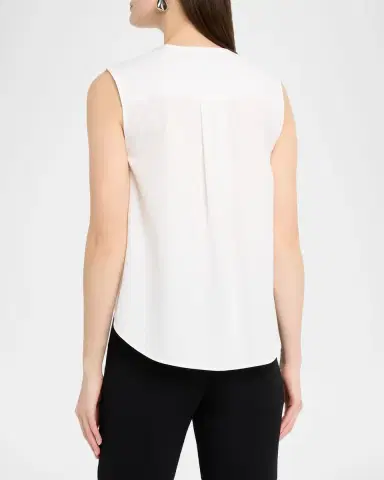 Emporio Armani Sleeveless Faux-Wrap Crepe Shell | Thumbnail 3 Emporio Armani Sleeveless Faux-Wrap Crepe Shell | Thumbnail 3