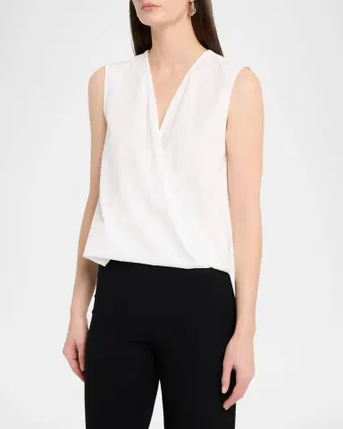 Emporio Armani Sleeveless Faux-Wrap Crepe Shell | Thumbnail 4 Emporio Armani Sleeveless Faux-Wrap Crepe Shell | Thumbnail 4