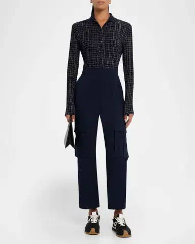 Veronica Beard Benedetta Long-Sleeve Textured Plaid Top | Thumbnail 2 Veronica Beard Benedetta Long-Sleeve Textured Plaid Top | Thumbnail 2