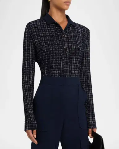 Veronica Beard Benedetta Long-Sleeve Textured Plaid Top | Thumbnail 4 Veronica Beard Benedetta Long-Sleeve Textured Plaid Top | Thumbnail 4
