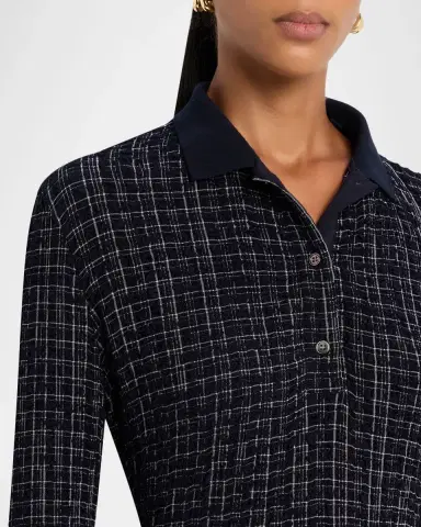 Veronica Beard Benedetta Long-Sleeve Textured Plaid Top | Thumbnail 5 Veronica Beard Benedetta Long-Sleeve Textured Plaid Top | Thumbnail 5
