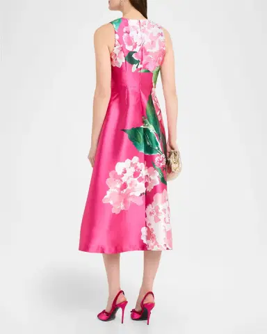 Kay Unger New York Raina Floral-Print Mikado Midi Dress | Thumbnail 3 Kay Unger New York Raina Floral-Print Mikado Midi Dress | Thumbnail 3