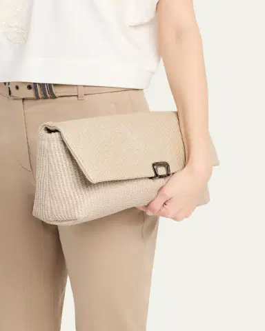 Brunello Cucinelli Medium Woven Raffia Clutch Bag | Thumbnail 2 Brunello Cucinelli Medium Woven Raffia Clutch Bag | Thumbnail 2