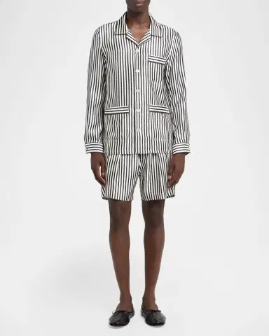Tom Ford Men's Fluid Striped Silk Lounge Shorts | Thumbnail 2 Tom Ford Men's Fluid Striped Silk Lounge Shorts | Thumbnail 2
