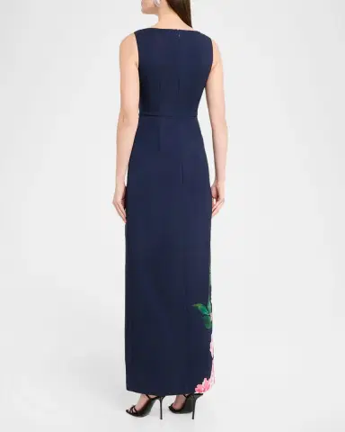 Kay Unger New York Floral-Print Stretch Crepe Walk-Thru Jumpsuit | Thumbnail 2 Kay Unger New York Floral-Print Stretch Crepe Walk-Thru Jumpsuit | Thumbnail 2
