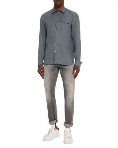 Kiton Men 's Linen Flap-Pocket Casual Button-Down Shirt | Thumbnail 1 Kiton Men 's Linen Flap-Pocket Casual Button-Down Shirt | Thumbnail 1