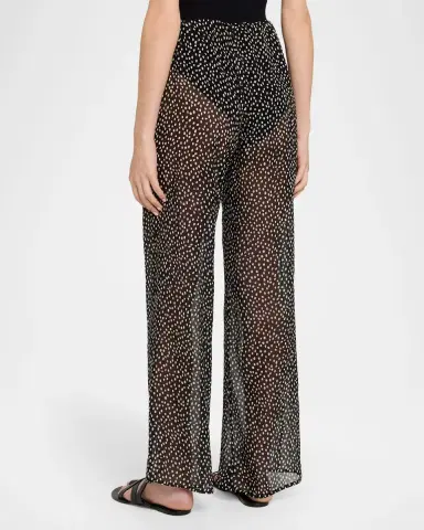 Nili Lotan Clea Spotted Silk Straight-Leg Pull-On Pants | Thumbnail 3 Nili Lotan Clea Spotted Silk Straight-Leg Pull-On Pants | Thumbnail 3