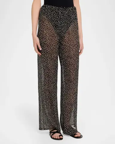 Nili Lotan Clea Spotted Silk Straight-Leg Pull-On Pants | Thumbnail 4 Nili Lotan Clea Spotted Silk Straight-Leg Pull-On Pants | Thumbnail 4