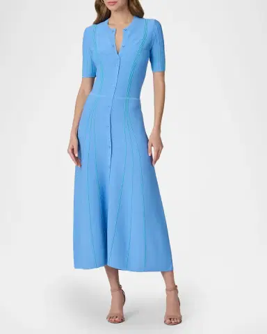 Shoshanna Anne Dotted Button-Down Knit Midi dress | Thumbnail 2 Shoshanna Anne Dotted Button-Down Knit Midi dress | Thumbnail 2