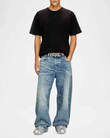 Diesel Men's K-SS-t-lucien-ih Embroidered Oval D Crewneck T-Shirt | Thumbnail 2 Diesel Men's K-SS-t-lucien-ih Embroidered Oval D Crewneck T-Shirt | Thumbnail 2