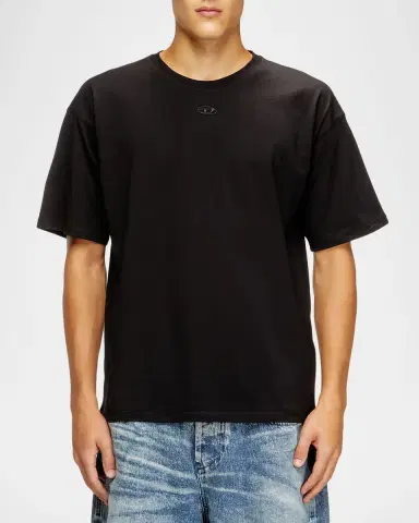 Diesel Men's K-SS-t-lucien-ih Embroidered Oval D Crewneck T-Shirt | Thumbnail 4 Diesel Men's K-SS-t-lucien-ih Embroidered Oval D Crewneck T-Shirt | Thumbnail 4