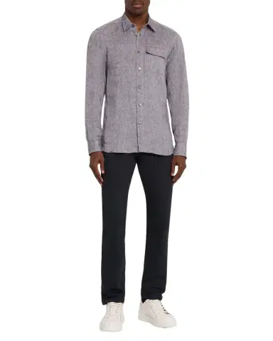 Kiton Men 's Linen Flap-Pocket Casual Button-Down Shirt | Thumbnail 1 Kiton Men 's Linen Flap-Pocket Casual Button-Down Shirt | Thumbnail 1