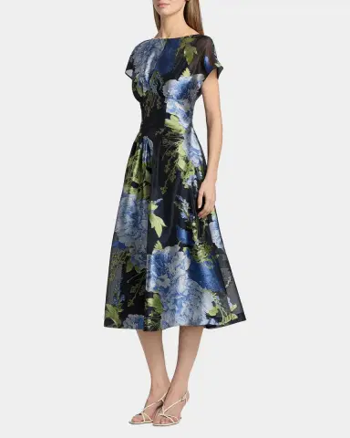Kay Unger New York Florene Floral-Print Organza Jacquard Midi Dress | Thumbnail 6 Kay Unger New York Florene Floral-Print Organza Jacquard Midi Dress | Thumbnail 6