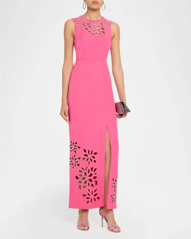 Kay Unger New York Indiana Floral Cutout Column Gown | Thumbnail 3 Kay Unger New York Indiana Floral Cutout Column Gown | Thumbnail 3