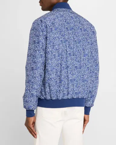 Kiton Men 's Floral Print Ribbed-Trim Blouson | Thumbnail 2 Kiton Men 's Floral Print Ribbed-Trim Blouson | Thumbnail 2