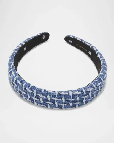 Lele Sadoughi Charlotte Lattice Denim Headband | Thumbnail 2 Lele Sadoughi Charlotte Lattice Denim Headband | Thumbnail 2