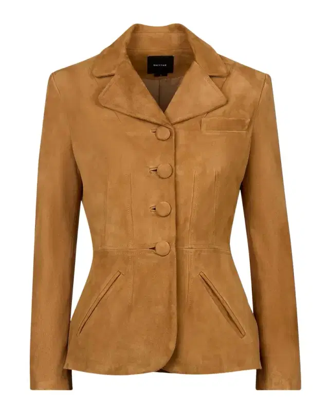 Shrunken Suede Single-Breasted Blazer Shrunken Suede Single-Breasted Blazer