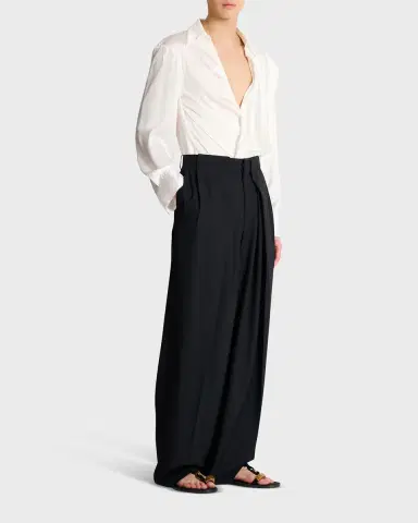 Balmain Men 's Cotton Pleated Wide-Leg Trousers | Thumbnail 2 Balmain Men 's Cotton Pleated Wide-Leg Trousers | Thumbnail 2