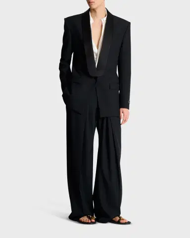 Balmain Men 's Cotton Pleated Wide-Leg Trousers | Thumbnail 6 Balmain Men 's Cotton Pleated Wide-Leg Trousers | Thumbnail 6