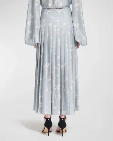 Altuzarra Monti Pleated Floral Satin Skirt | Thumbnail 3 Altuzarra Monti Pleated Floral Satin Skirt | Thumbnail 3