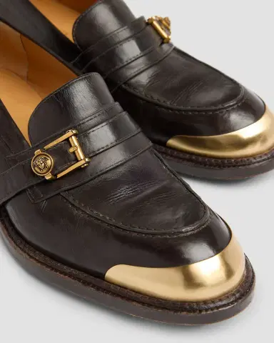 Versace Men's Medusa Buckle Calf Leather Loafers | Thumbnail 3 Versace Men's Medusa Buckle Calf Leather Loafers | Thumbnail 3