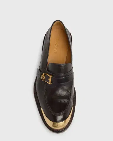 Versace Men's Medusa Buckle Calf Leather Loafers | Thumbnail 4 Versace Men's Medusa Buckle Calf Leather Loafers | Thumbnail 4