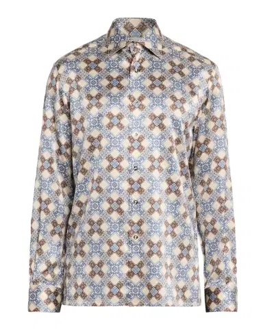 Stefano Ricci Men's Silk Geometric Cross Sport Shirt | Thumbnail 1 Stefano Ricci Men's Silk Geometric Cross Sport Shirt | Thumbnail 1