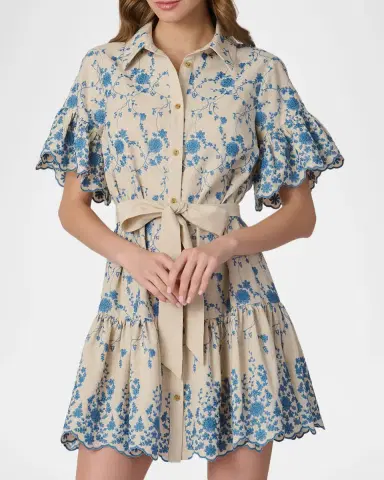 Shoshanna Lima Scalloped Floral-Embroidered Mini Dress | Thumbnail 3 Shoshanna Lima Scalloped Floral-Embroidered Mini Dress | Thumbnail 3