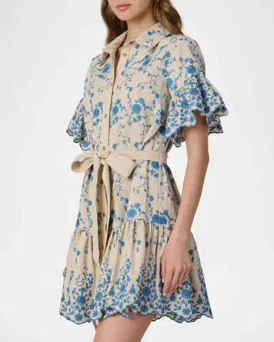 Shoshanna Lima Scalloped Floral-Embroidered Mini Dress | Thumbnail 4 Shoshanna Lima Scalloped Floral-Embroidered Mini Dress | Thumbnail 4