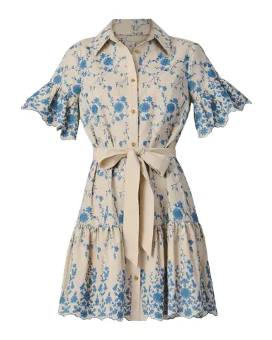 Shoshanna Lima Scalloped Floral-Embroidered Mini Dress | Thumbnail 1 Shoshanna Lima Scalloped Floral-Embroidered Mini Dress | Thumbnail 1