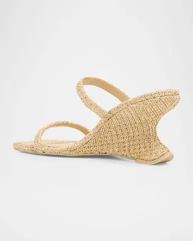 Cult Gaia Raven Straw Wedge Sandals | Thumbnail 4 Cult Gaia Raven Straw Wedge Sandals | Thumbnail 4
