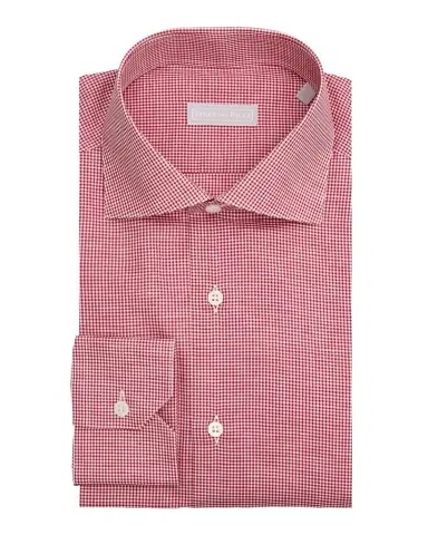 Stefano Ricci Men's Cotton and Linen Micro-Gingham Dress Shirt | Thumbnail 1 Stefano Ricci Men's Cotton and Linen Micro-Gingham Dress Shirt | Thumbnail 1