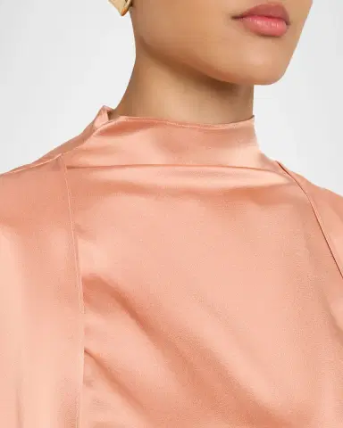 LAPOINTE Feather Trim Satin Cape Sleeve Mini Dress | Thumbnail 5 LAPOINTE Feather Trim Satin Cape Sleeve Mini Dress | Thumbnail 5