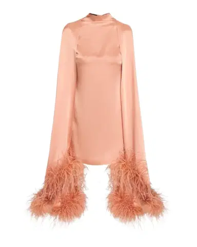LAPOINTE Feather Trim Satin Cape Sleeve Mini Dress | Thumbnail 1 LAPOINTE Feather Trim Satin Cape Sleeve Mini Dress | Thumbnail 1