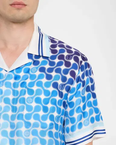 CASABLANCA Men 's Silk Gradient Tennis Tile Short-Sleeve Shirt | Thumbnail 5 CASABLANCA Men 's Silk Gradient Tennis Tile Short-Sleeve Shirt | Thumbnail 5