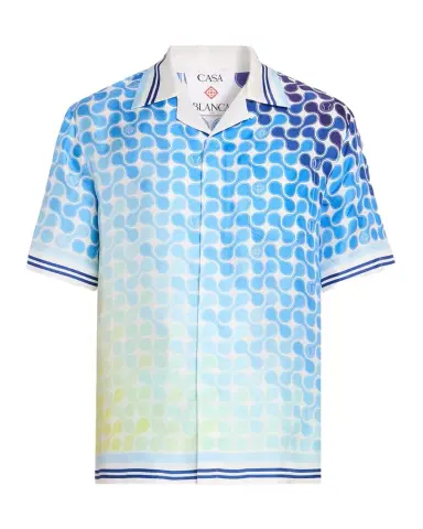 CASABLANCA Men 's Silk Gradient Tennis Tile Short-Sleeve Shirt | Thumbnail 1 CASABLANCA Men 's Silk Gradient Tennis Tile Short-Sleeve Shirt | Thumbnail 1