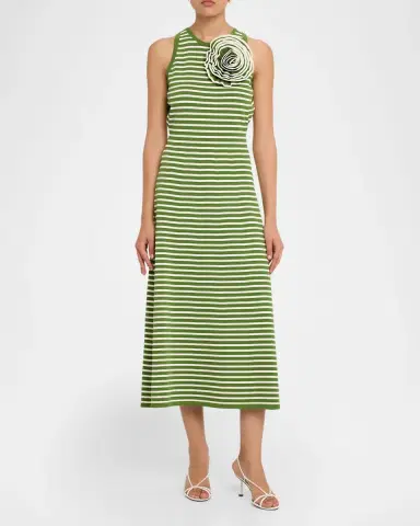 Lela Rose Rose Striped Knit Halter Ankle Dress | Thumbnail 2 Lela Rose Rose Striped Knit Halter Ankle Dress | Thumbnail 2