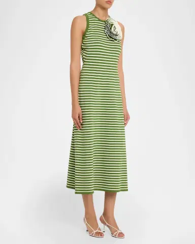 Lela Rose Rose Striped Knit Halter Ankle Dress | Thumbnail 4 Lela Rose Rose Striped Knit Halter Ankle Dress | Thumbnail 4