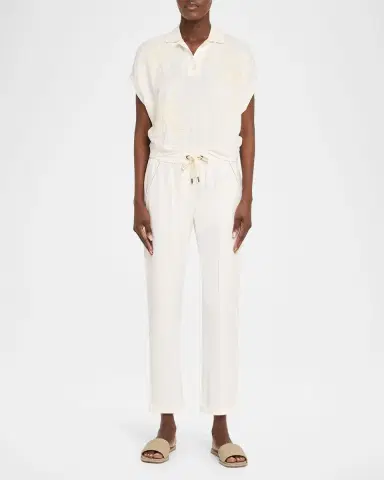 Brunello Cucinelli Monili-Trim Cotton Slim-Leg Ankle Drawstring Pants | Thumbnail 2 Brunello Cucinelli Monili-Trim Cotton Slim-Leg Ankle Drawstring Pants | Thumbnail 2