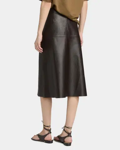 Yves Salomon Leather A-Line Midi Skirt | Thumbnail 3 Yves Salomon Leather A-Line Midi Skirt | Thumbnail 3