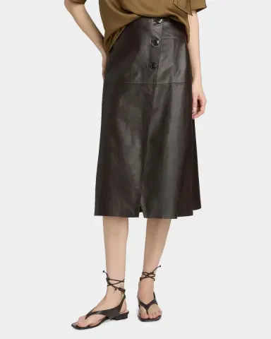 Yves Salomon Leather A-Line Midi Skirt | Thumbnail 4 Yves Salomon Leather A-Line Midi Skirt | Thumbnail 4