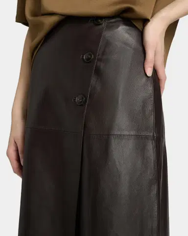 Yves Salomon Leather A-Line Midi Skirt | Thumbnail 5 Yves Salomon Leather A-Line Midi Skirt | Thumbnail 5