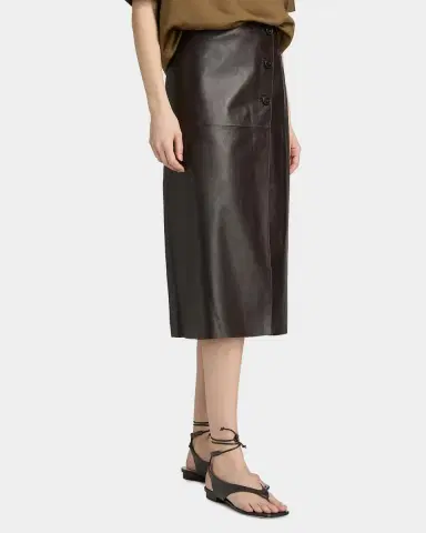 Yves Salomon Leather A-Line Midi Skirt | Thumbnail 7 Yves Salomon Leather A-Line Midi Skirt | Thumbnail 7