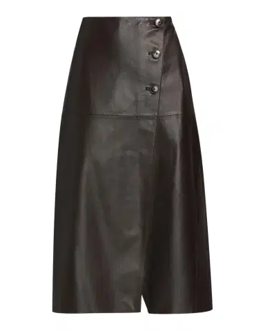 Yves Salomon Leather A-Line Midi Skirt | Thumbnail 1 Yves Salomon Leather A-Line Midi Skirt | Thumbnail 1