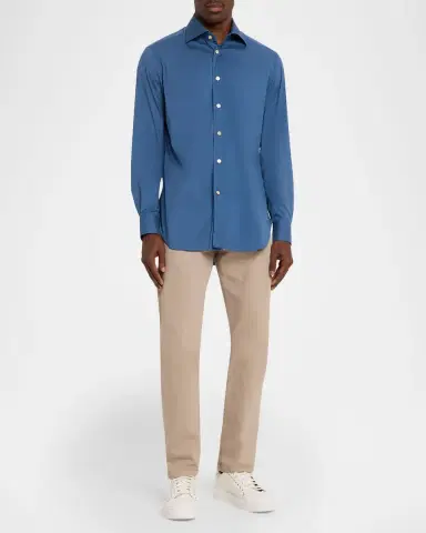 Kiton Men's Solid Cotton Sport Shirt | Thumbnail 2 Kiton Men's Solid Cotton Sport Shirt | Thumbnail 2